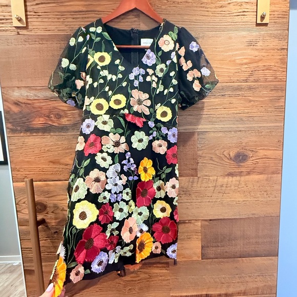 Adelyn Rae Multicolor Floral Mini Dress, 3D Flowers, NEW - Picture 10 of 16